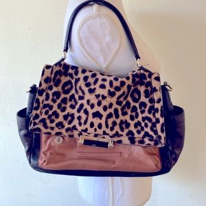 DVF leopard print shoulder bag.